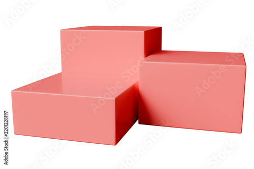 3d cube podium with copy space. bold red minimal product display. clean background scene for cosmetic product, skincare. 3d render.