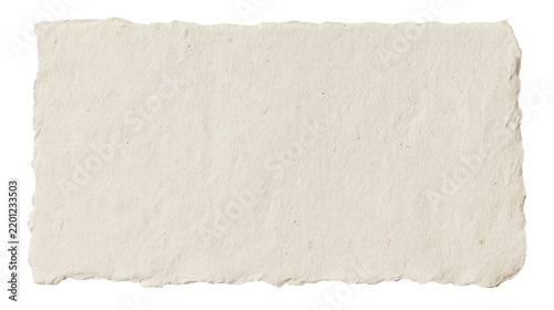 Rectangular piece of handmade cream colored paper with rough deckled edges
