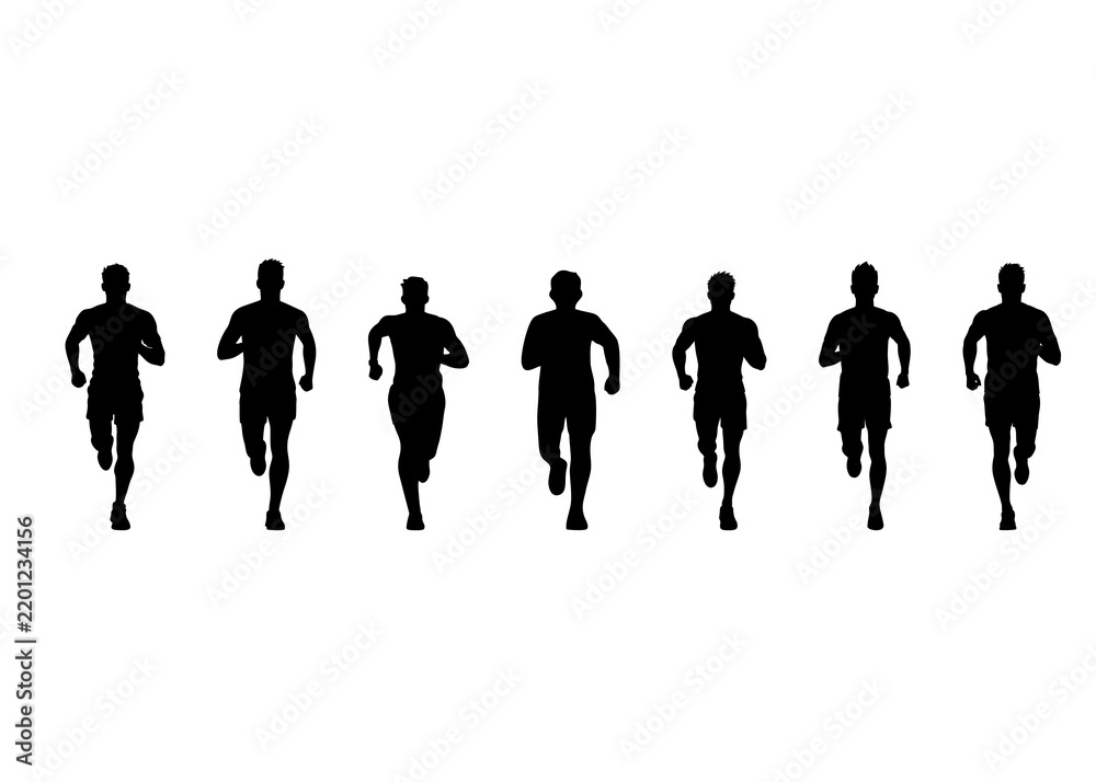 Obraz premium Silhouette of a running man, front view