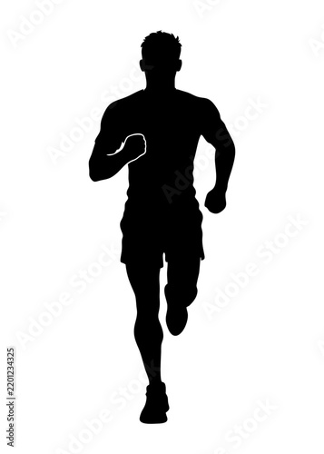 Silhouette of a running man, front view