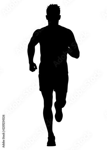 Silhouette of a running man, front view
