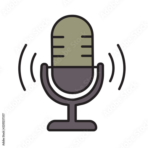 Retro Microphone Icon for Audio Recording and Broadcasting