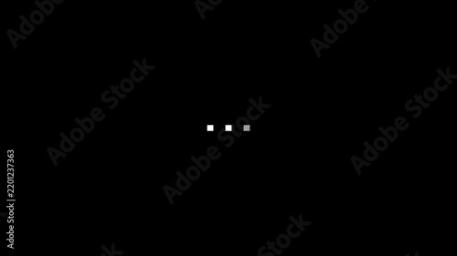 White color loading bar dots looping progress icon. Loading is indicated by a dot. Typing loading dots on transparent background.