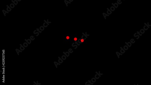 Three Dot read colour Looping Loading Animation on Black Background.