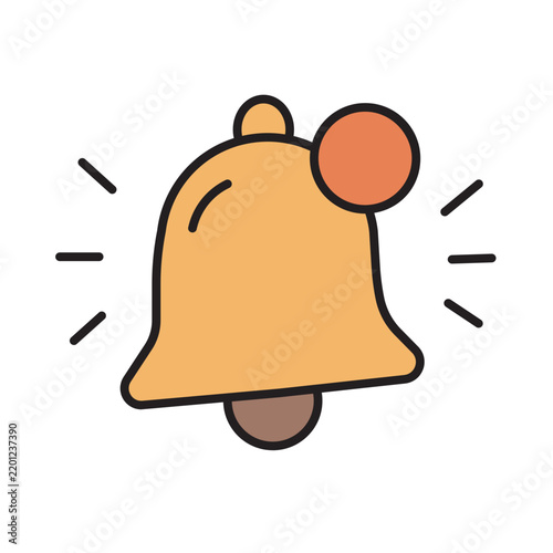 Simple Ringing Bell Icon with Notification Bubble