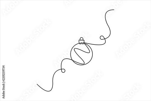 Continuous one line drawing of Christmas ball minimalist line art vector illustration