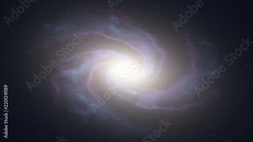Rotating Spiral Galaxy Loop with Blue and Purple Cosmic Nebula in Deep Space. Swirling Cosmic Spiral Galaxy