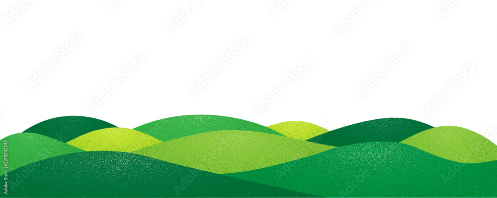 Fototapeta premium Green hills vector background. Abstract tea plantation landscape. Mountain rice fields