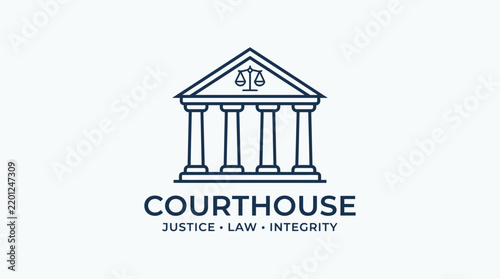 Courthouse Building Icon with Justice Law Integrity.