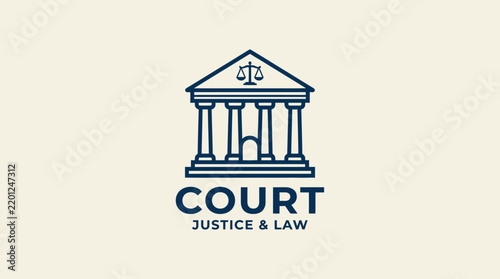 Court Justice Law Building Icon Illustration.