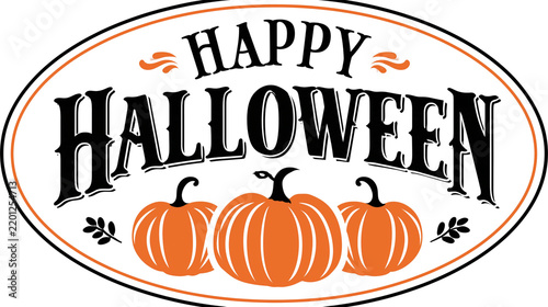 Happy halloween pumpkin sign isolated on transparent background