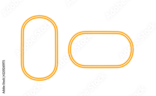 Two glowing orange neon pill shapes isolated on transparent background