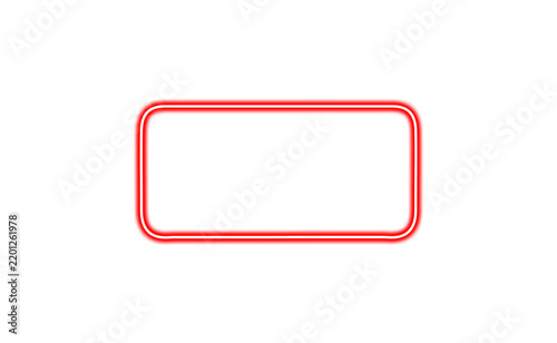 Glowing red neon rounded rectangular frame isolated on transparent background
