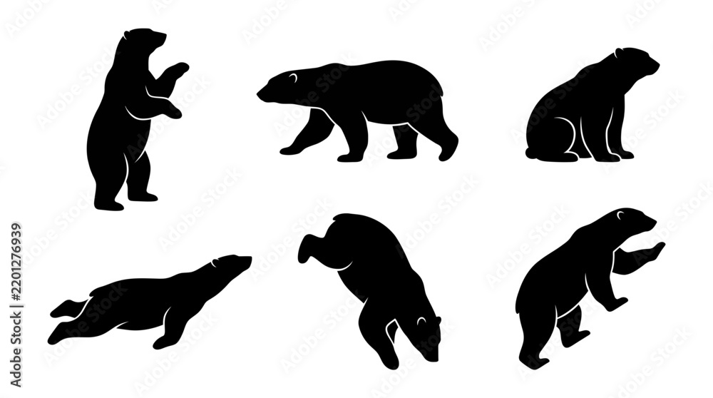 Fototapeta premium A collection vector of polar bears in various poses for wildlife design