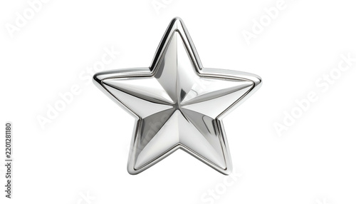 Polished silver five-pointed star, with subtle highlights and shadows