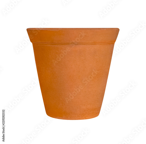 brown terracotta plant pot isolated on white background