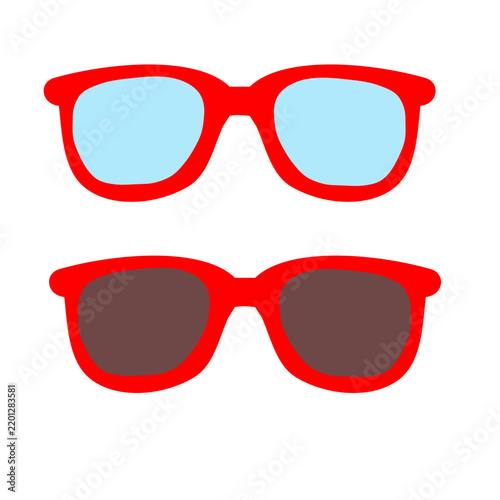 Glasses or sunglasses on white background.Graphic design.Sign, symbol, icon and logo isolated.Flat design.Pictogram.Cartoon vector illustration.