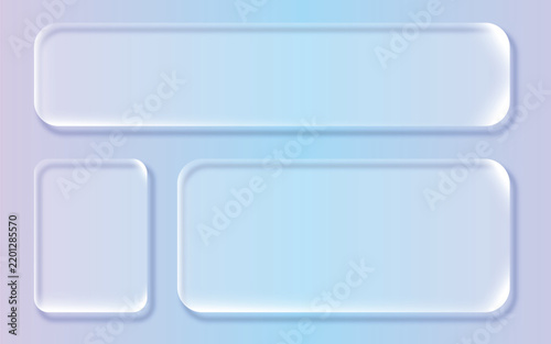 3D Liquid glass morphism smartphone interface. UI UX light frame rounded square and circle elements with a glow stroke. Collection design widget for phone and website.
