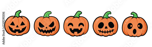 set of halloween pumpkin expression. sticker halloween pumpkin vector