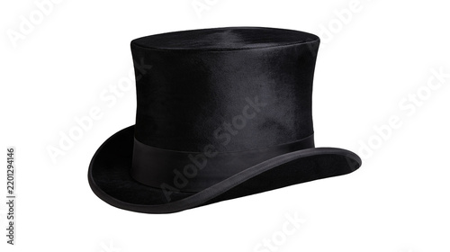 Fotografie Classic black velvet top hat with silk ribbon band