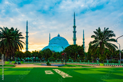 The exterior of Al Azhom Grand Mosque in Tangerang, Banten, Indonesia