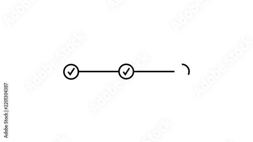 3 step process with check mark icon animation. Step-by-step process icon black check mark animation with background with alpha.