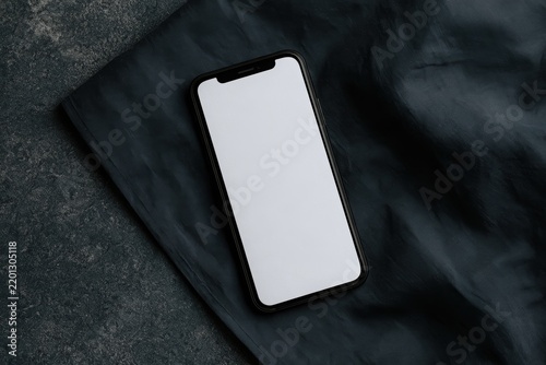 Blank smartphone screen mockup on background
