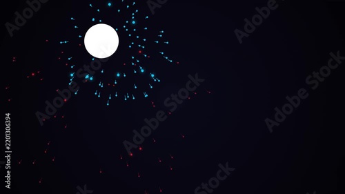 Abstract Colorful Fireworks Burst Motion Graphics Background with Geometric Glowing Particles