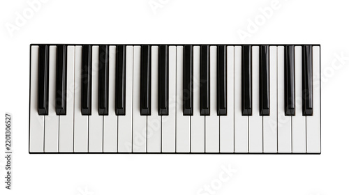 Bild auf Leinwand Piano keyboard with black and white keys in a top down view