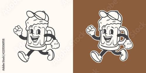 retro mascot beer logo vector illustration