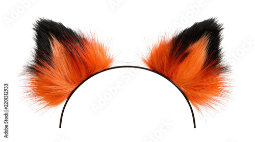 Fotografie Orange and black faux fur animal ear headband for costume accessory