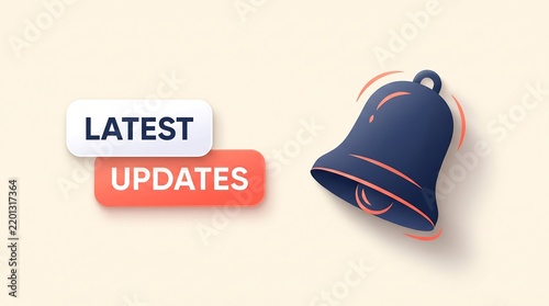Latest updates notification bell icon with modern digital communication design