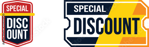 Special Discount Modern badge and ticket designs featuring special discount offer text elements