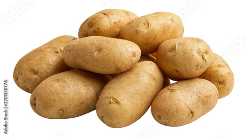Fresh raw brown potatoes piled together