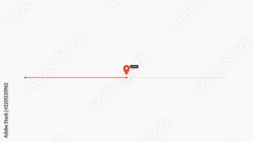 Animated GPS Location Pin Marker Moving Along Timeline Progress Line Infographic UI Element on White Background
