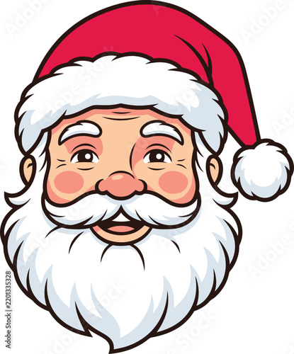 Friendly santa claus head portrait with a cheerful smile and traditional red hat