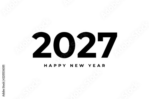 Happy New Year 2027 Typography Design on White Background
