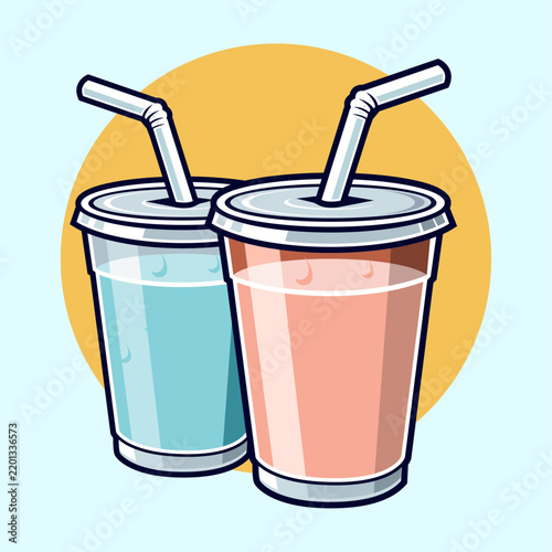 Refreshing Cold Drink Cartoon Vector