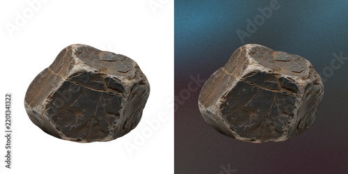 Brown igneous boulder stone isolated on transparent background 3D model.