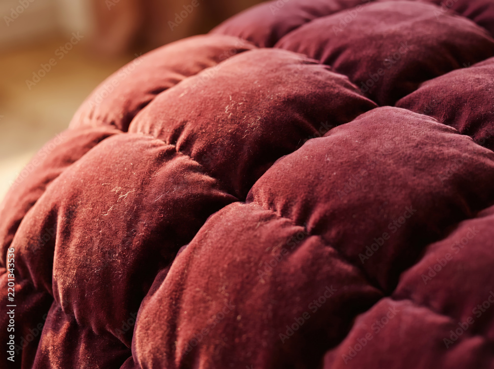 Fototapeta premium Close up of luxurious quilted velvet fabric.