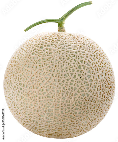 Orange Melon isolated on white background, Shizuoka Crown Melon or cantaloupe isolated on white background, With clipping path, for premium food packaging design.