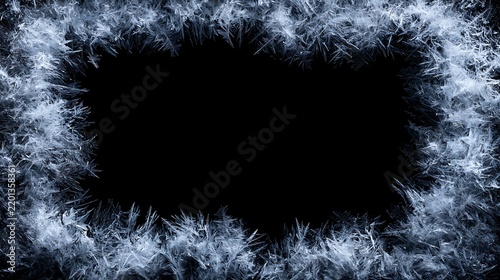 Frost Crystal Border Frame with Black Copy Space