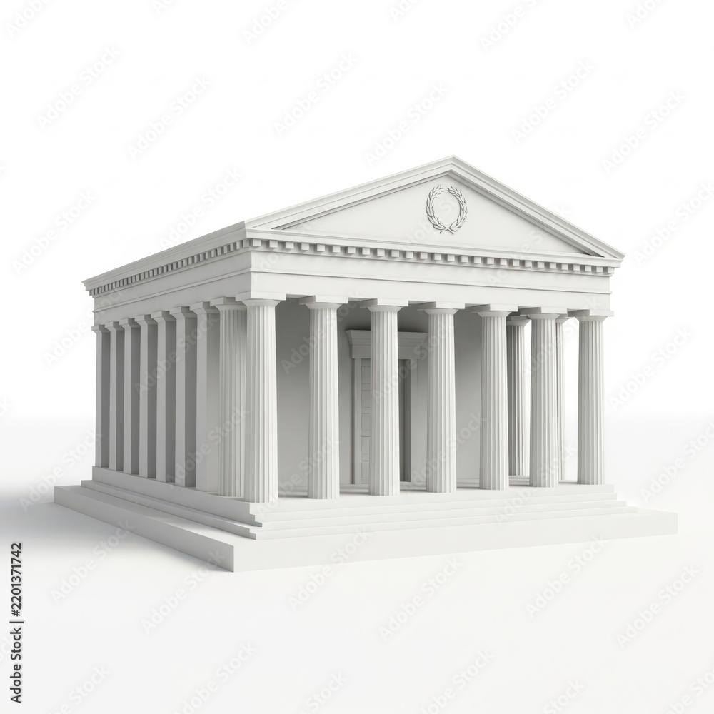 Obraz premium Classic Greek Temple Architecture with Columns and Pediment Ornamentation