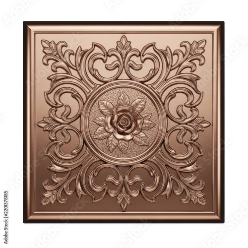 Decorative Rose Flower Metal Ceiling Tile with Elegant Ornate Baroque Relief Patterns