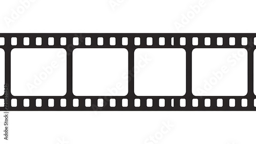 Black film strip with empty frames isolated on white background