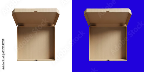 Open empty cardboard pizza box transparent png