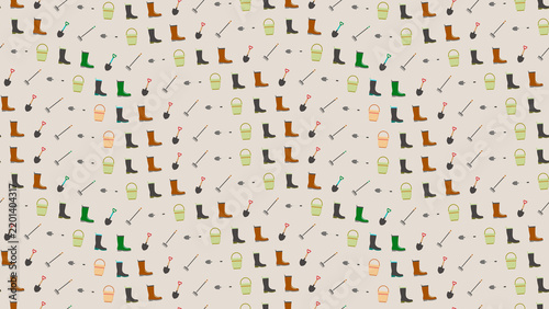 Gardening Tools and Boots Pattern