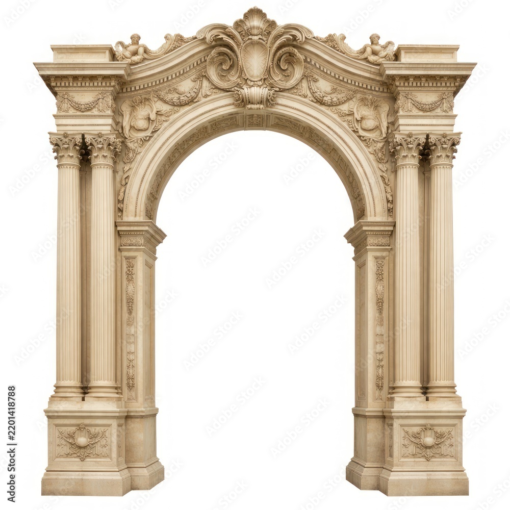 Obraz premium Ornate stone archway with intricate carvings and classical design.