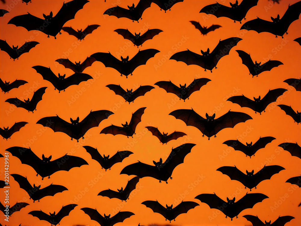 Fototapeta premium Halloween Bat Swarm Silhouette