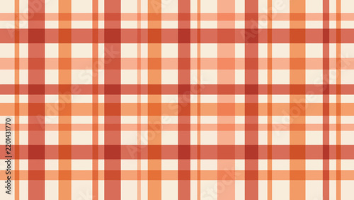 Warm Autumn Plaid Tartan Pattern, Orange and Terracotta Checkered Fabric Seamless Background, Vector Illustration   